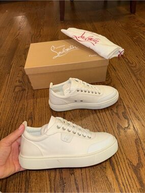 Size 38 Christian Louboutin White Simplerui Platform Sneaker